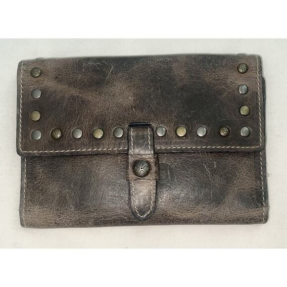 Patricia Nash Colli Flap Womens Leather Tri-Fold Wallet Clutch Studded Brown - Picture 1 of 3